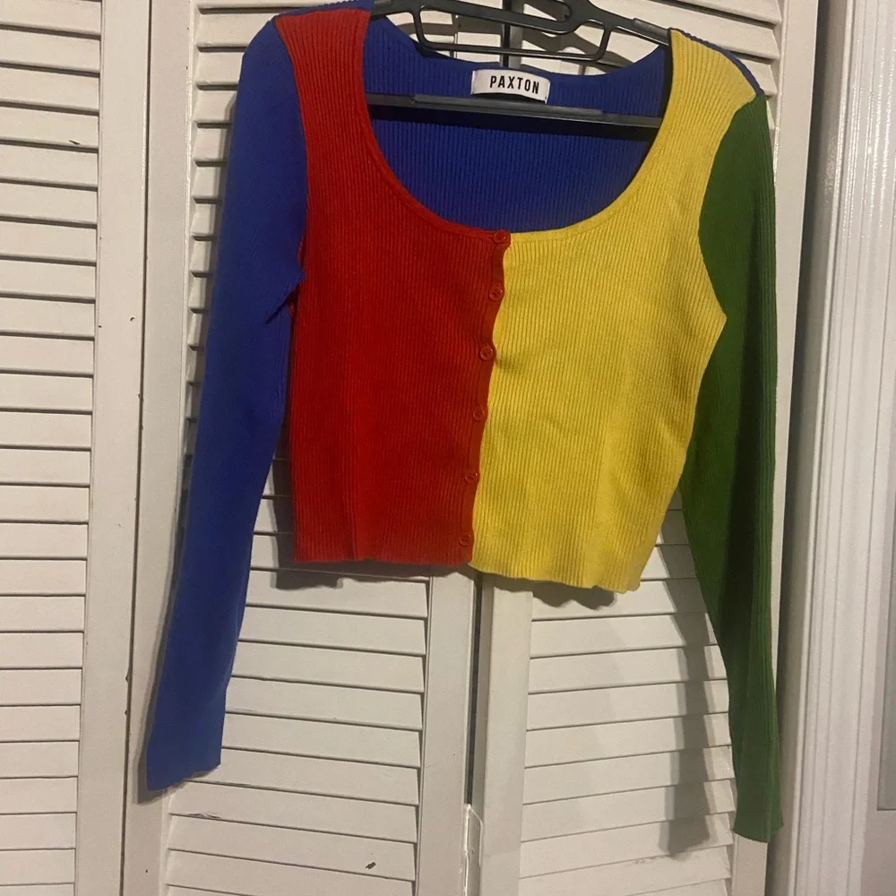 Akira/paxton Color Block Cropped Cardigan size medium - Picture 7 of 13
